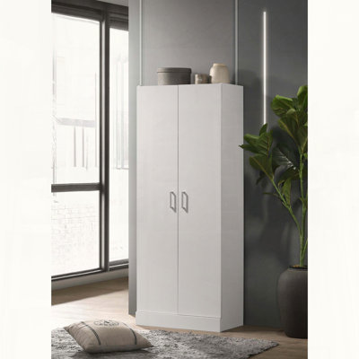 Armoire de rangement simpliste moderne à deux portes avec tablettes réglables