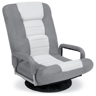 Alba 360-Degree Swivel Gaming Floor Chair w/ Armrest Handles, Foldable Adjustable Back