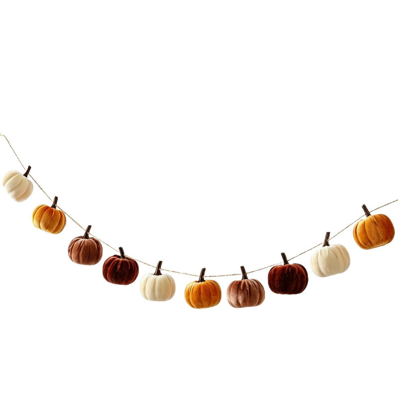 Décoration d'automne pour l'Action de grâce : Drapeau de citrouille en mousse, guirlande de citrouilles en mousse, décoration pour foyer et maison.