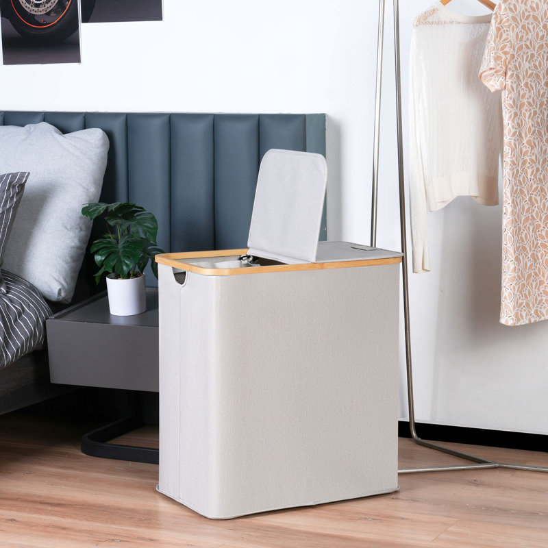 Fabric Laundry Hamper with Handles, Beige
