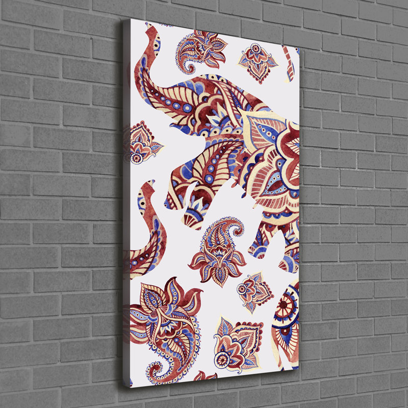 Ethnic Elephant Patterns - Wrapped Canvas Print