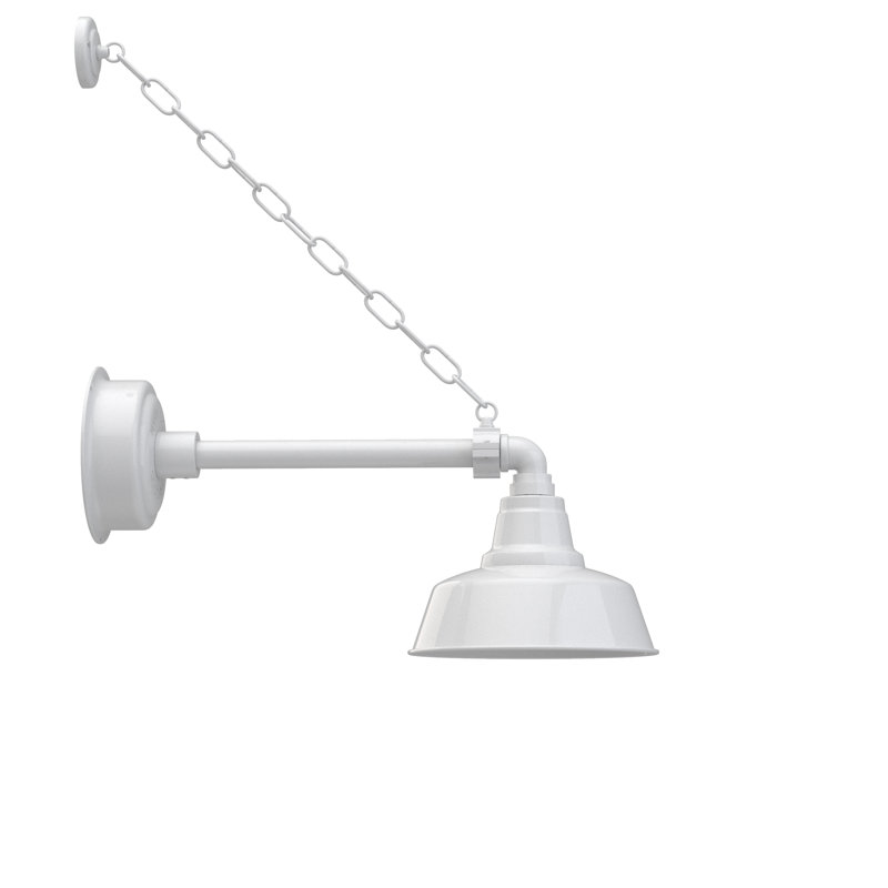 Luminaire de grange d'extérieur à DEL Vandervliet, H 10 po x l 14 po x P 24 po, Blanc