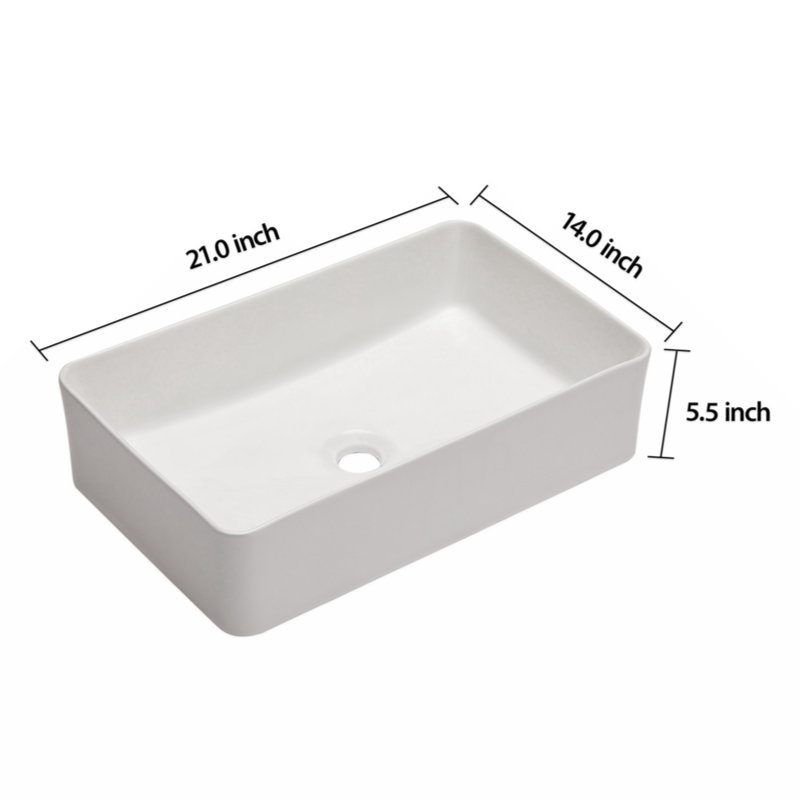 Wenty 14'' Ceramic Rectangular Bathroom Sink