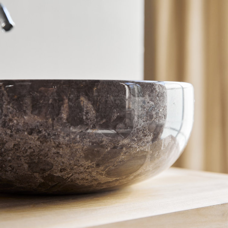 Tikamoon Pia 12.99'' Marble Circular Bathroom Sink