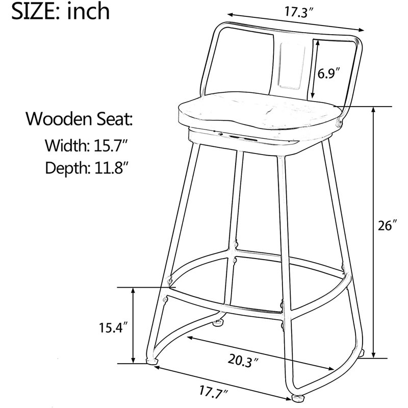 Tabouret de bar et de comptoir Privett, Tabouret de comptoir (assise de 26 po de hauteur)