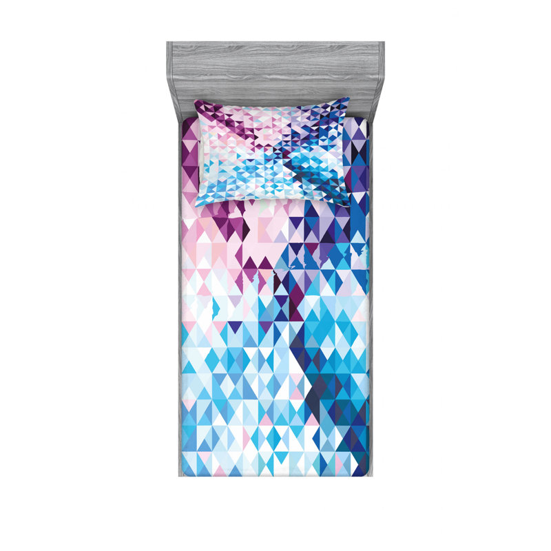 Ensemble de draps géométriques mosaïques, Ensemble de draps pour lit simple avec drap-housse