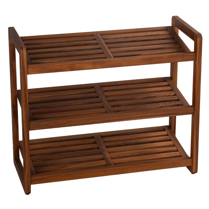 Bare Decor Vira Shoe Rack Shelf in Solid Teak Wood, 3 Shelf