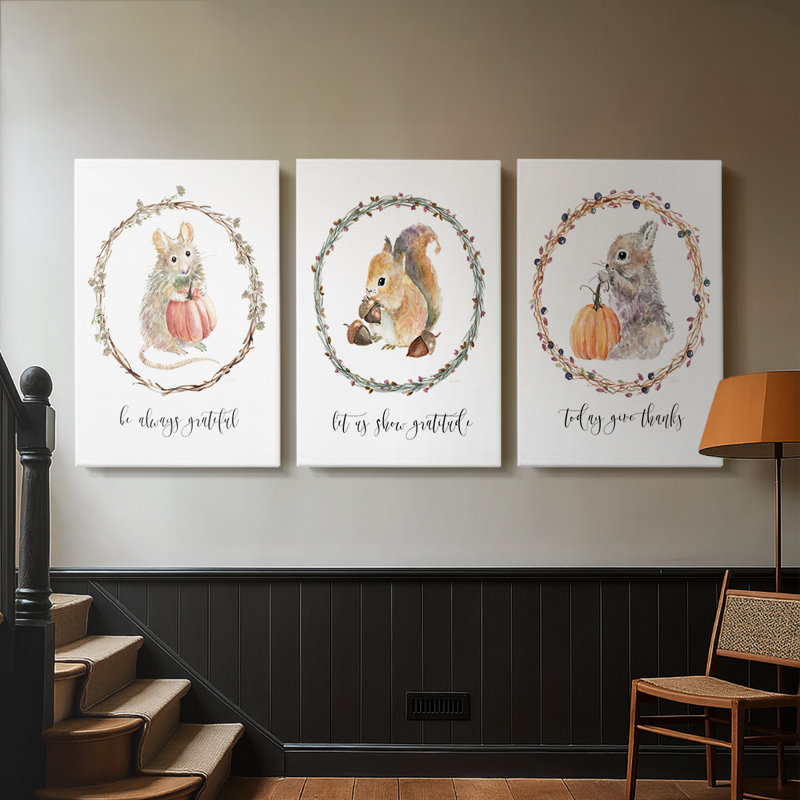 Souris Harvest Home - toile tendue sur mesure - 3 pièces