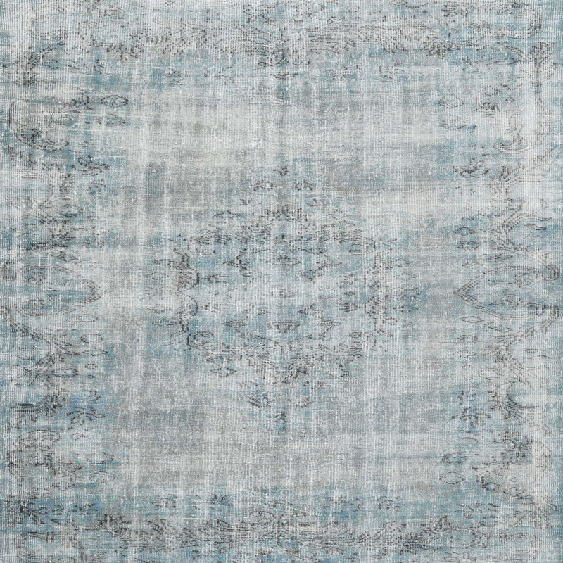 Tapis traditionnel bleu ciel / gris Murilda, Carré 5 pi