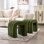 Tabouret de coiffeuse en velours vert avec capitonnage côtelé Rien 19 po