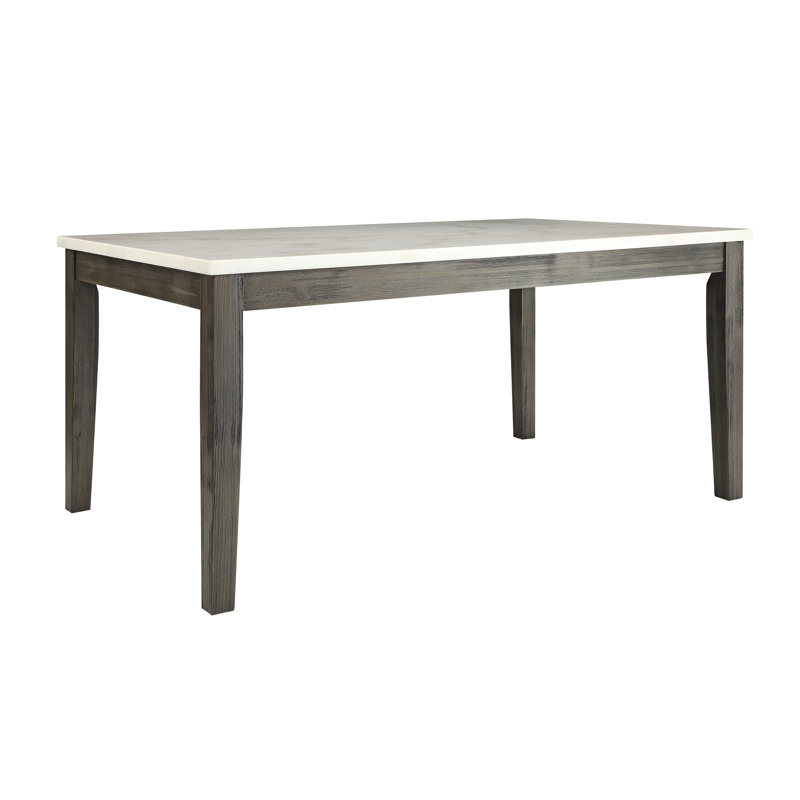 Table de salle à manger en bois Seamon, table de salle à manger à pieds rectangulaires, plateau en marbre, table de cuisine, table de salle à manger, table de salle à manger