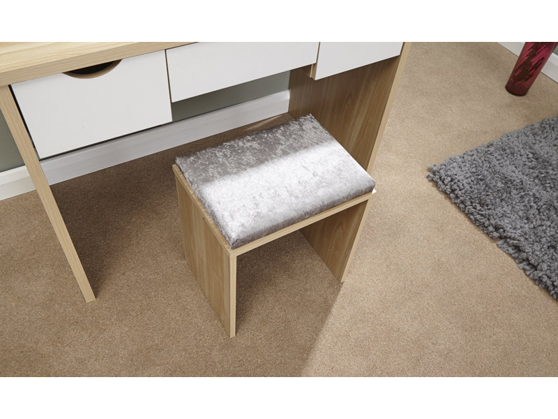 Derun Dressing Table with Mirror, Oak / White