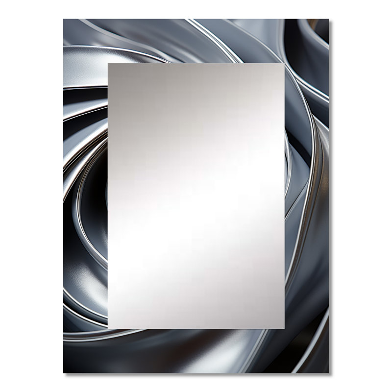 Abstrait gris en spirale abstraite - miroir abstrait en spirale, miroir mural décoratif moderne, impression d'art en métal