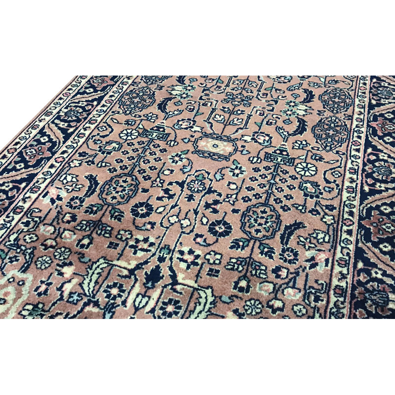 Hand-Knotted High-Quality Rust and Navy Runner