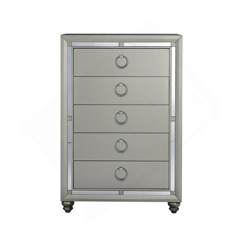 Commode verticale en bois manufacturé avec 5 tiroirs