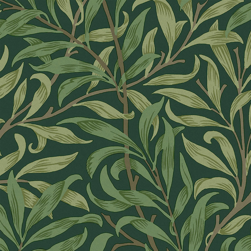 William Morris At Home SS24 Floral Wallpaper Double Roll, Deep Green