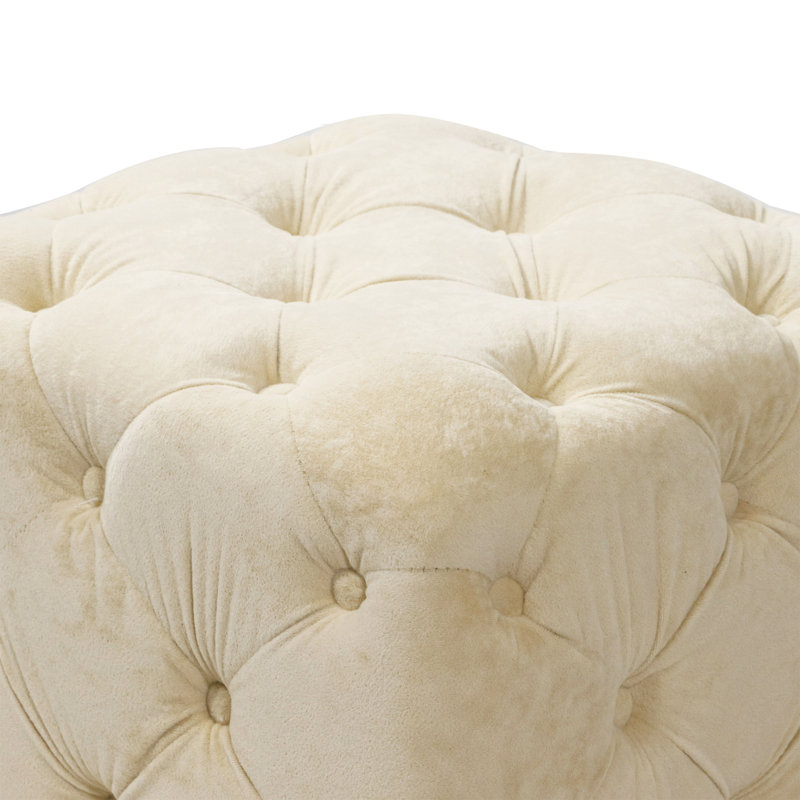 Hielke Velvet Ottoman, Beige Velvet