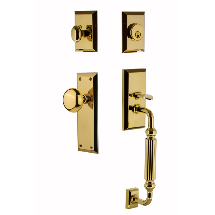 Nostalgic Warehouse New York Plate F Grip Handleset with Single Cylinder Deadbolt and New York Knob