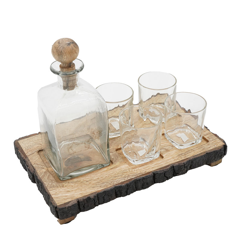 Ensemble de bar S / 6 avec support en bois de manguier Alaine