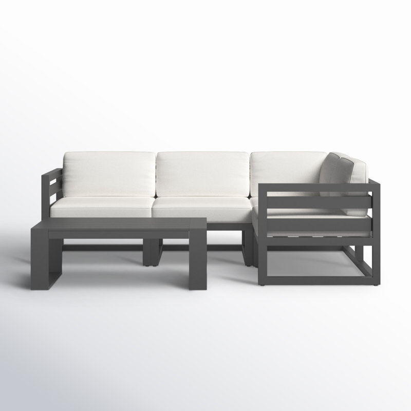 Avion 5 Piece Sectional Set - Black, Canvas Natural Sunbrella® Canvas, Slate