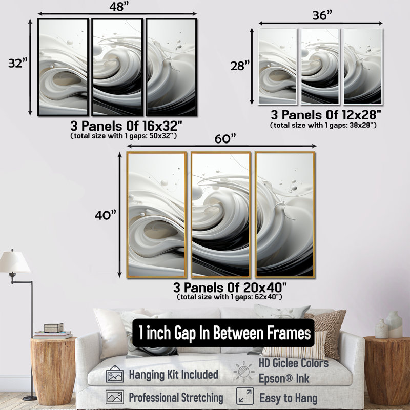 «Sweet Bliss», impression d'art mural en spirale abstraite, Cadre flottant noir, H 40 po x l 60 po x P 1 po