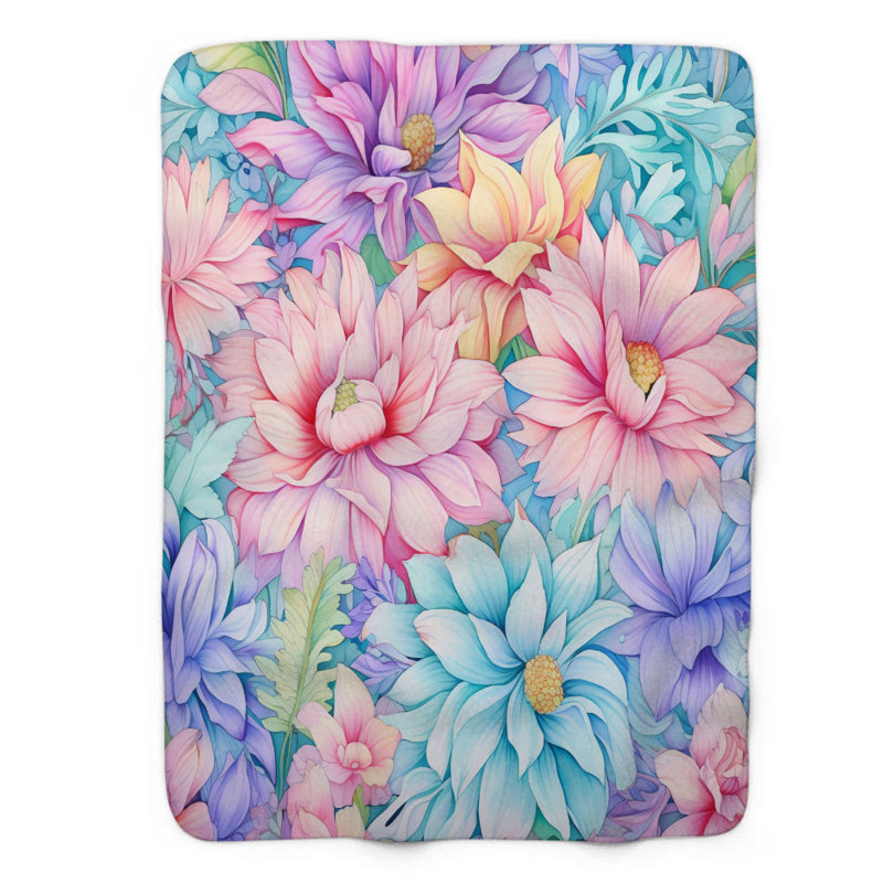 Gentle Blooming Flowers - 1 pièce Sherpa Premium, Grand lit