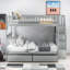 Lit superposé double avec deux tiroirs et rangement, gris-2133741080