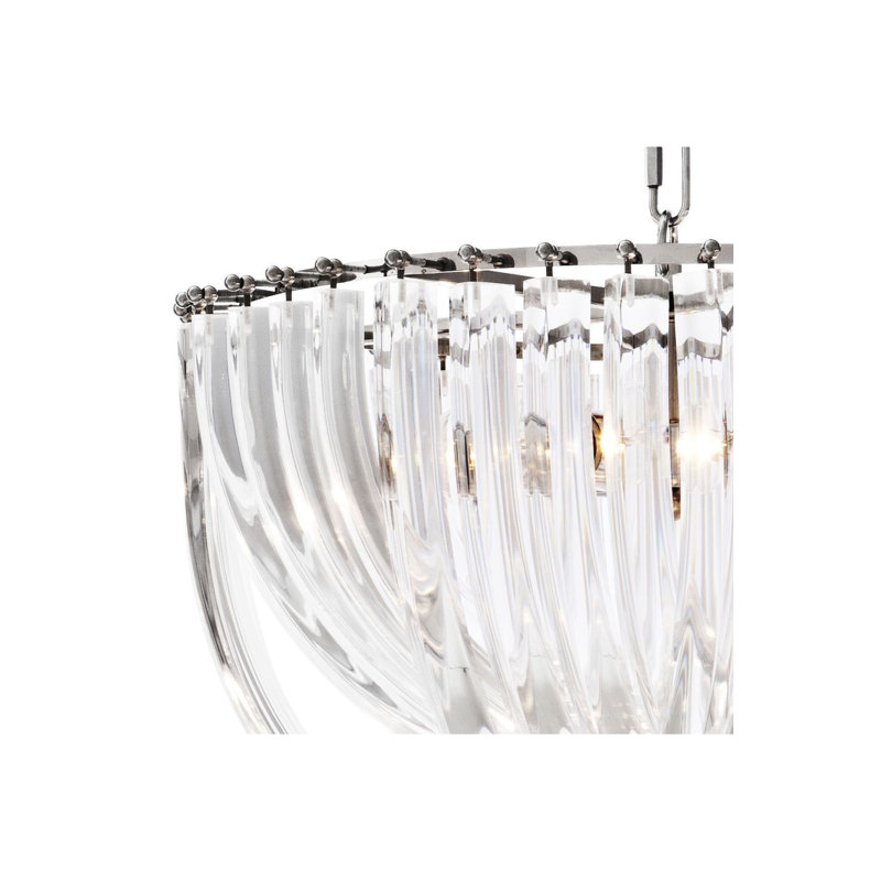 Lustre 4 lumières Murano, Transparent, Nickel