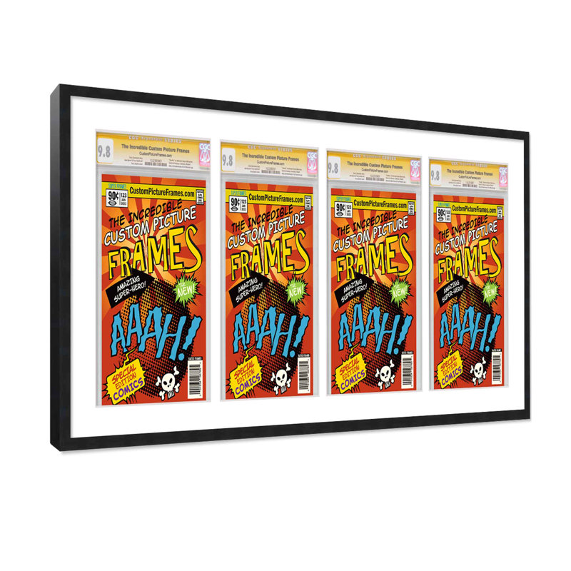 Wood Picture Frame with Mat, 8.125"x13", Black/White