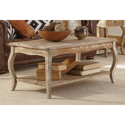 Austerity 42" 2-Tier Solid Cedar Coffee Table with Open Shelf