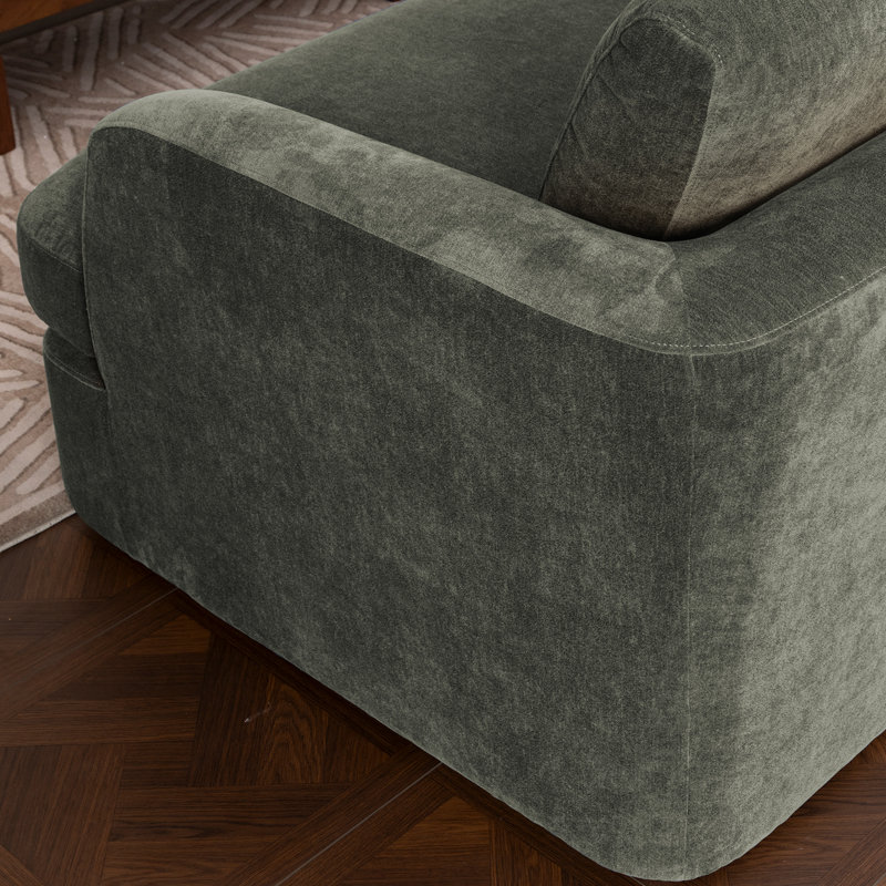  Ensemble de 2 fauteuils en velours Alameda, Face à la gauche, Velours genévrier