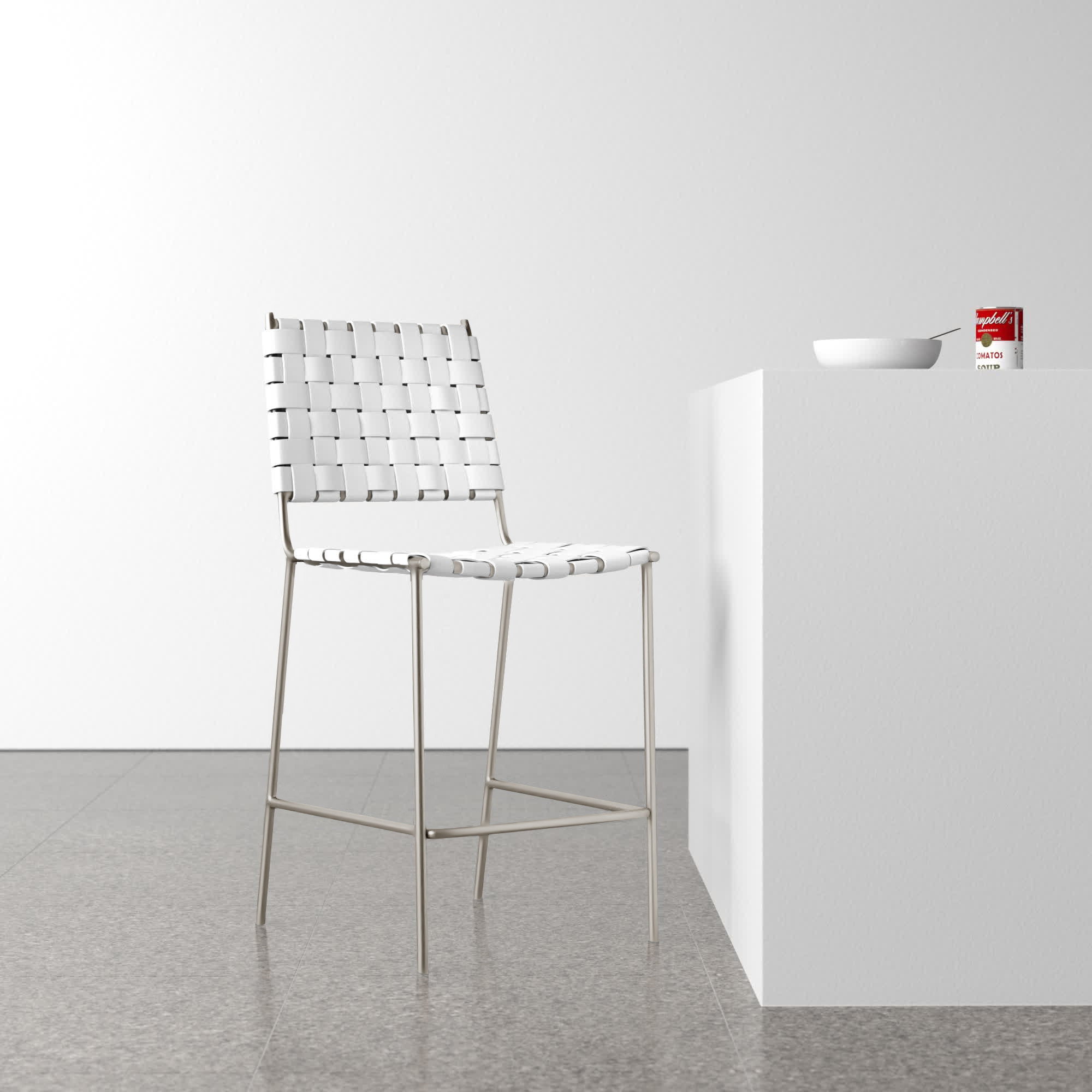 Ryland 26" Counter Stool, White, Sliver
