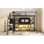 Lit mezzanine double en métal avec meuble télé et amp; Escalier, aucun sommier requis, soutien solide (date d’arrivée prévue le 2025/3/22)