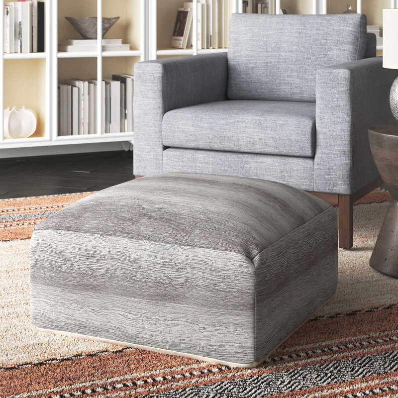 Talya 34" x 34" x 16" Upholstered Pouf Ottoman, Gray