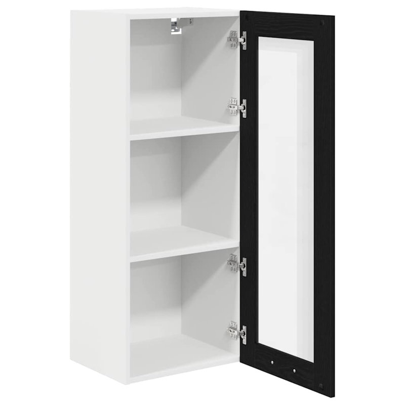 Vidaxl Hanging Cabinet With Storage Riga Smoked Oak 40 X 31 X 100 Cm, Black