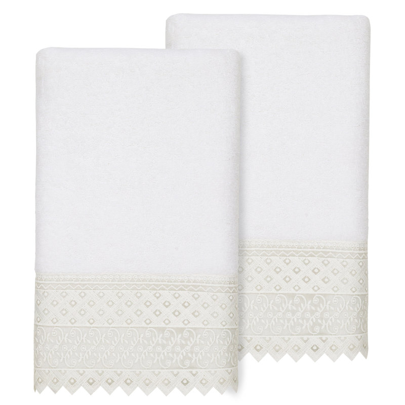 Ensemble de serviettes de bain en coton turc 2 pièces Aiden, Blanc