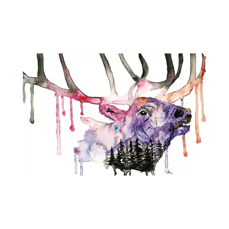 Hirsch by ANDA Design - Wrapped Canvas Gallery-Wrapped Canvas Giclée, 20.32 cm H x 30.48 cm W