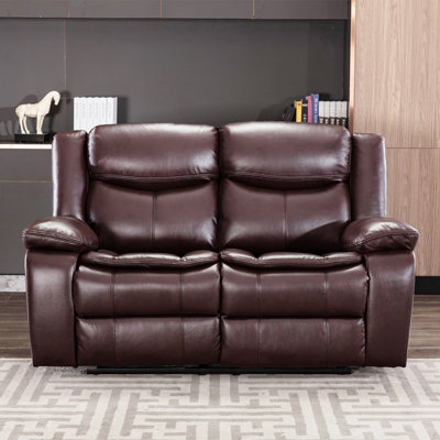 Breathable Leather Manual Reclining Loveseat For Living Room