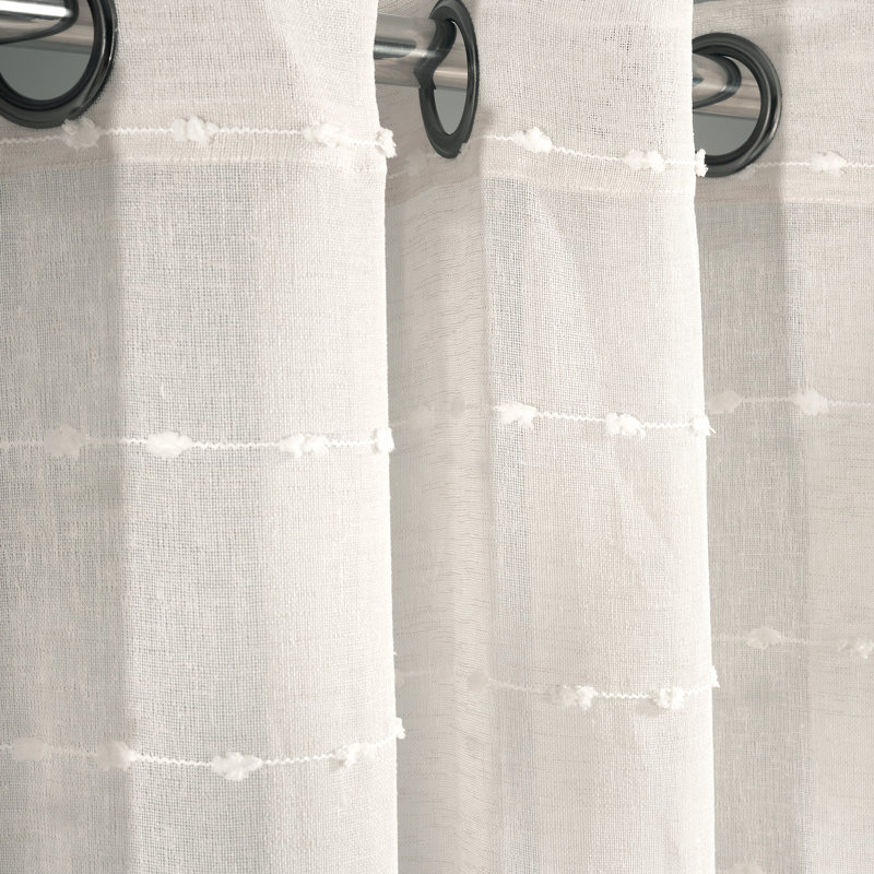 Polyester Sheer Curtain Single Panel, Beige