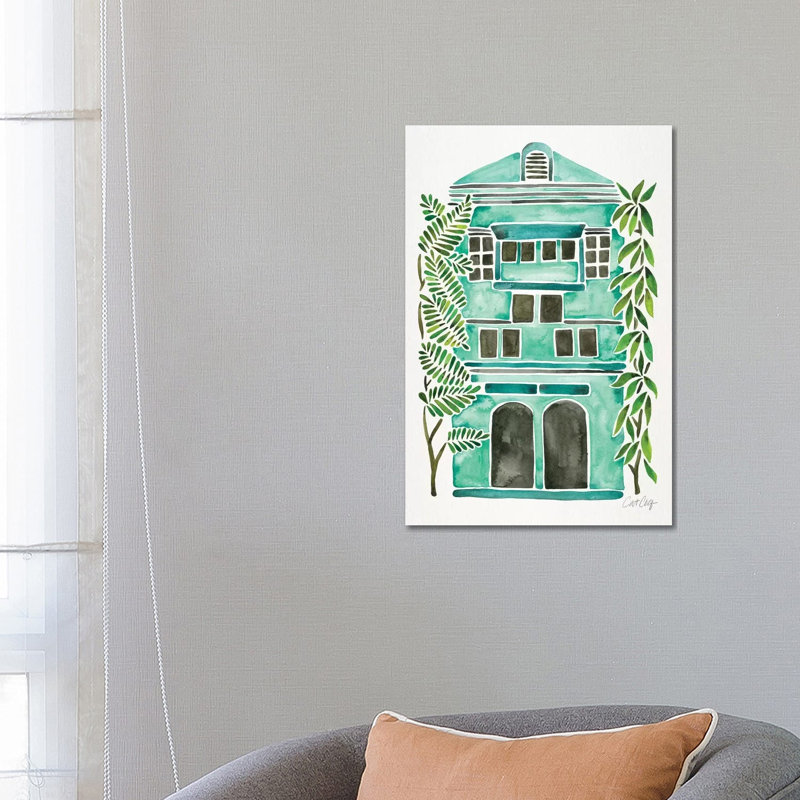 Strickler Mint House, H 26 po x l 18 po x P 1,5 po, Toile avec cadre noir, Pas de tapis