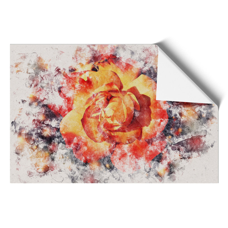 Orange Rose Flower Watercolour - Frameless Print, 21cm H x 30cm W x 0.1cm D