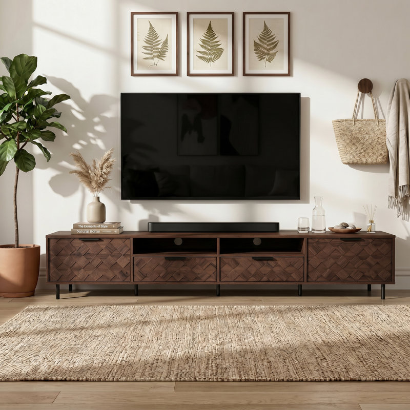 Meuble télé moderne de 78 po pour téléviseur de 85 po ou moins Center Meuble audio-vidéo avec rangement fermé et gestion des câbles Structure Structure stable et capacité de charge élevée H Charnière à fermeture en douceur Leg Pieds en fer pour le salon