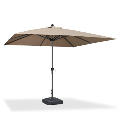  Parasol de terrasse carré de 10 pi x 10 pi avec parasol de table carré en aluminium et parasol de marché avec 8 nervures robustes pour terrasse de jardin, piscine, taupe
