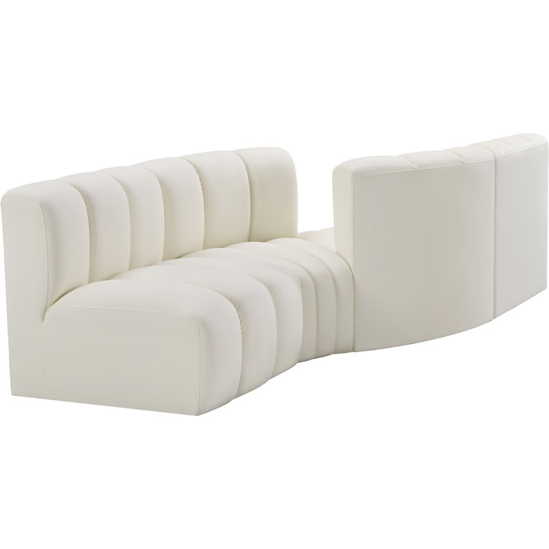Canapé en cuir végétalien Hinley, Cuir crème végétalien