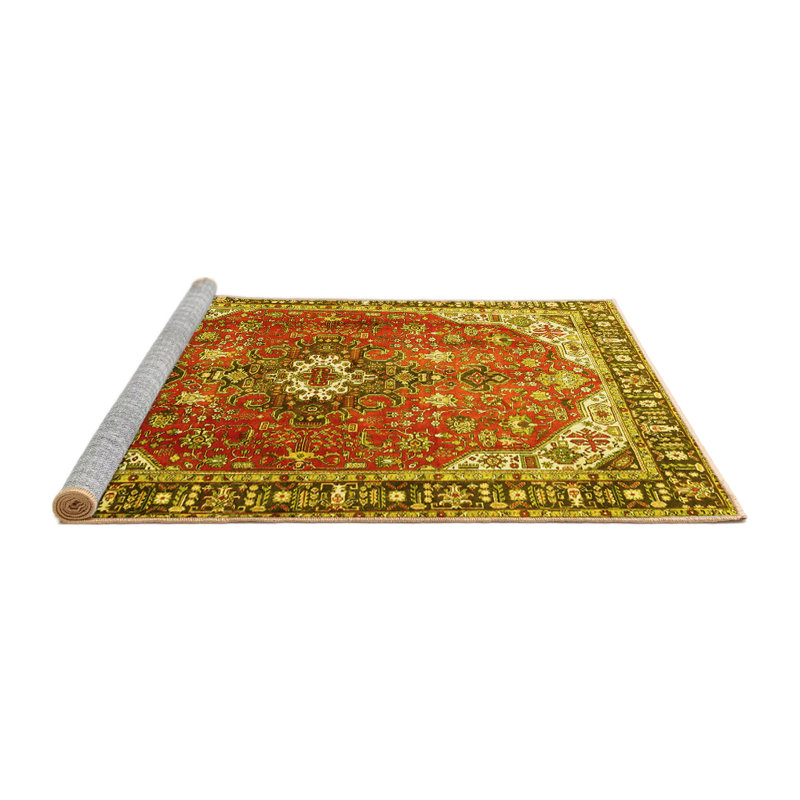 Tapis traditionnels jaunes lavables à la machine 1352, Carré 7 pi