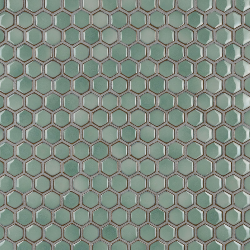 Hudson 1" Hex 11-7/8 " x 13-1/4 " Porcelain Mosaic Floor and Wall Tile, Mint Green