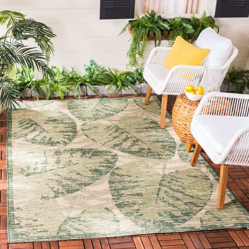 Lueck Performance Floral Indoor/Outdoor Area Rug, Rectangle 9' x 12'
