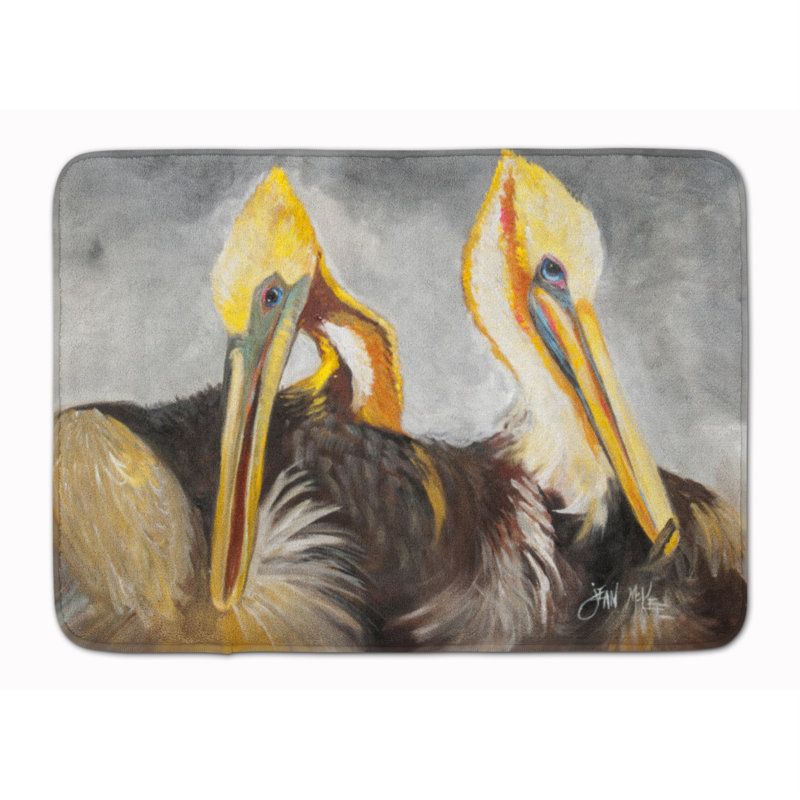 Tapis pour salle de bain en mousse à mémoire preening pelicans
