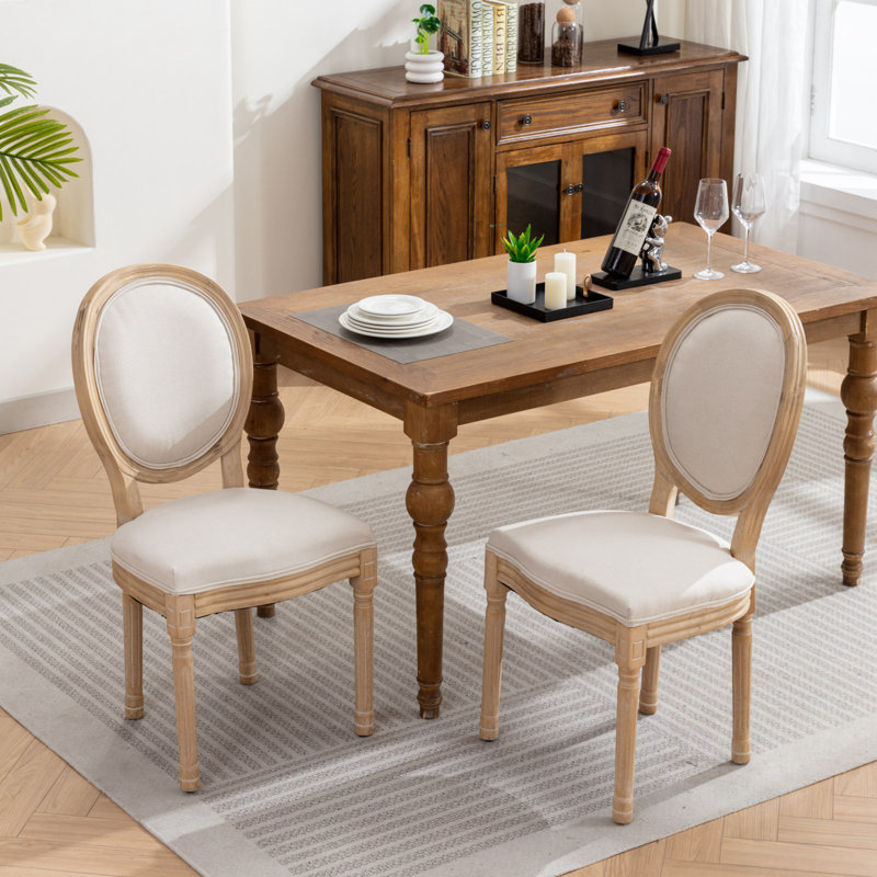 Ensemble de 2 chaises d'appoint de salle à manger à structure en bois avec pieds robustes, Beige