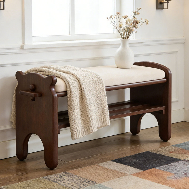 2-Tier Wooden Entryway Bench